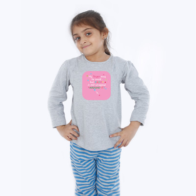 Grey Full Sleeve Girls Pyjama - Baby Quotes